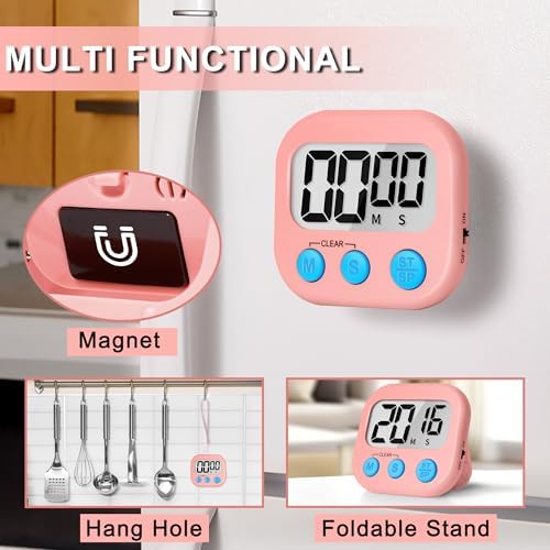 ZILLEEN Classroom Timer for Kids Teachers 2 Pack Digital Timers White Pink