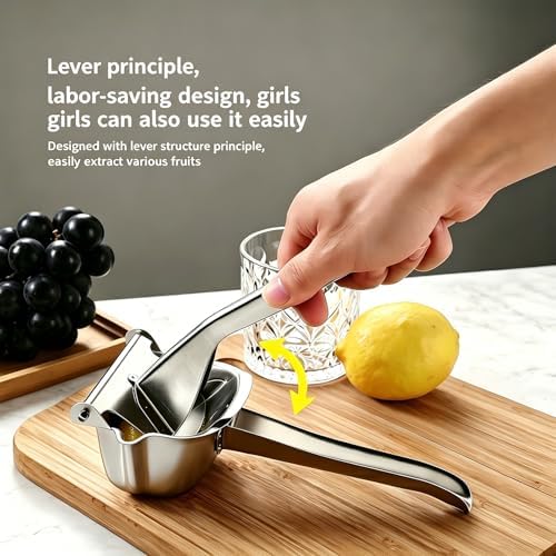 Fruit Juicer Squeezer Manual, 304 Stainless Steel Citrus with Filter Bag