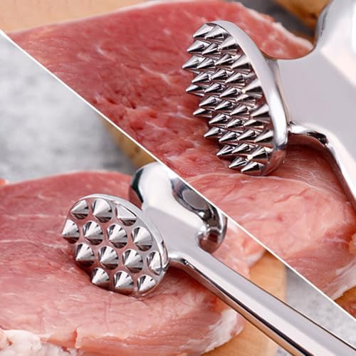 2X Meat Tenderizer Hammer - Double-Sided Meat Hammer of Food-Grade Zinc Alloy, Mallet Kitchen Tool for Beaf Steak Chicken Fish Pork