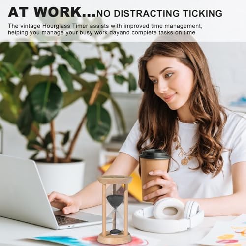 SuLiao Wooden Sand Timer 15 Minute Hourglass, Bamboo Sand Clock, Small Black Sand Watch 15 Min, Reloj De Arena Hour Glass Sandglass for Home Office Decorative Game Classroom