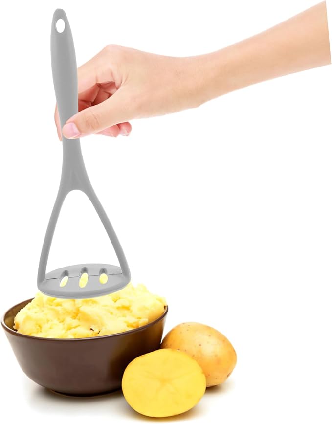 Potato Ricer Food Grade Silicone Potato Masher for Mashed Potatoes Fruit and Vegetable Puree Lightweight Kitchen Gadget with Comfortable Grip Gray