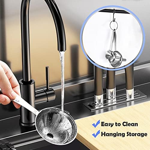Small Funnels for Filling Bottles, 3 Pcs Stainless Steel Kitchen Funnel Set, Food Grade Mini Metal Funnel for Transferring Oil Liquid, Easy Cleaning with a Brush (Long Handle) (Pack of 2)