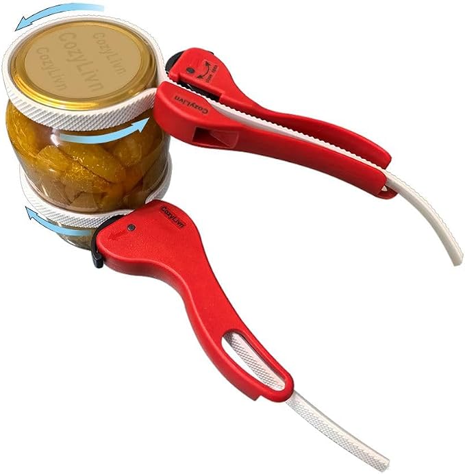Arthritis-Friendly Jar & Bottle Opener for Tight Lids – Adjustable Silicone Belt Wrench Opens All Screw-Top Jars and Bottles, Self-Locking Grip for Weak Hands, Seniors & Kitchen Use (2 Pack)