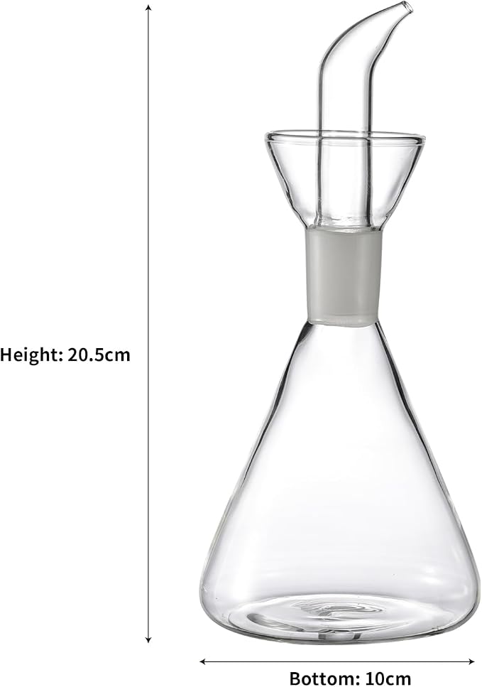ELETON Conical Borosilicate Glass Olive Oil Dispenser – Non Drip Oil Bottle for Kitchen, Leak Proof Vinegar Cruet, Easy Clean, 16 oz