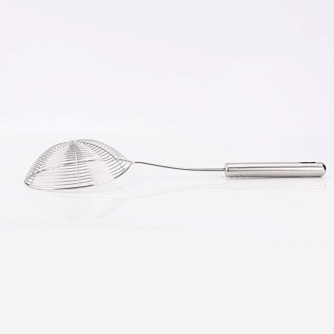 uxcell Metal Wire Spiral Mesh Home Kitchen Frying Perforated Spoon Skimmer Strainer Ladle 4.5 Inch Dia