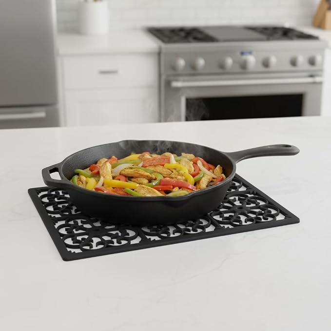 GASARÉ, Extra Large, Thick, Silicone Trivet for Hot Dishes, Pots, and Pans, Heat Resistant Mat for Countertop, Hot Pad for Kitchen, Easy to Clean, 16 x 12 x 3/8 Inches, Black