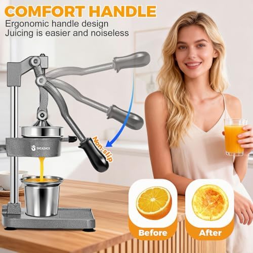 Cast Iron Manual Citrus Juicer Press, Heavy Duty Fruit Squeezer
