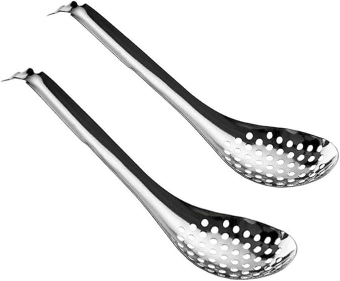 Spherification Spoon - Set of 2 Stainless Steel Spherification Spoon Molecular Slotted Bar Spoon Kitchen - KICW0071 (Silver)