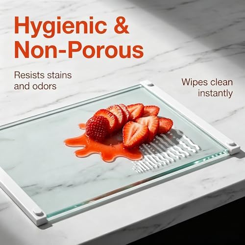 Tempered Glass Cutting Boards Set of 2, Plastic Free Kitchen Boards