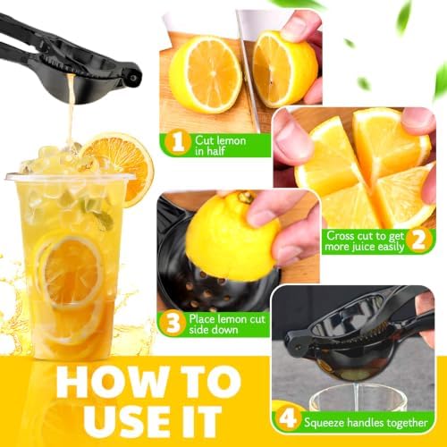 Lemon Squeezer Large, Lemon Squeezer Juicer Stainless Steel, Heavy Duty Manual Citrus Juicer Hand Press, Kitchen Tools Lime Squeezer Bar Tool, Easy to Clean Metal Lemon Hand Press