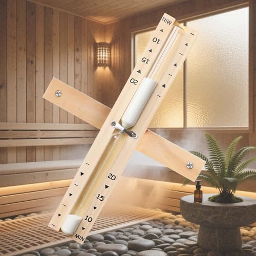 Sauna Timer 20 Minute Black Sand,Heat Resistant Wood Hourglass for SPA Room