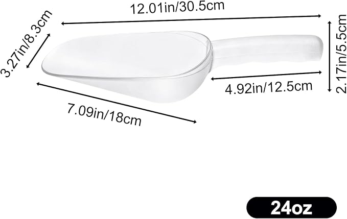 Plastic ice scoop for freezer - 24oz ice scoop BPA-FREE polycarbonate scoop with ergonomic handle, ideal for ice maker,ice cube, ice bucket, coffee beans, popcorn,ice cream, dishwasher safe (1 Pack)L