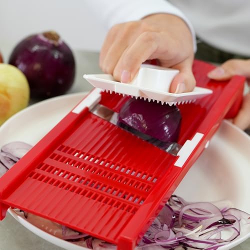 Rigamonti La Brava-Adjustable Thickness Blade Vegetable Slicer Red, Stainless Steel ONE