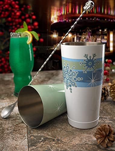 Barfly Holiday Snowflakes Cocktail Shaker Set with Santa Spoon