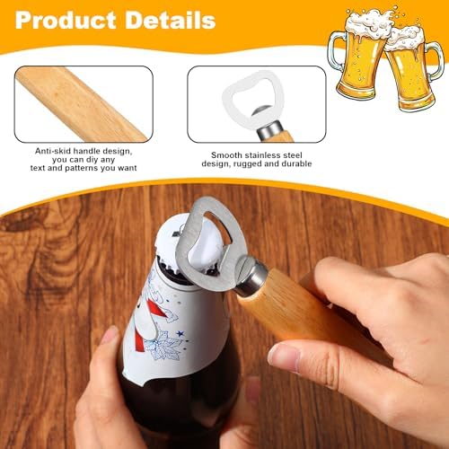 20 Pcs Stainless Steel Bottle Opener Bartender Wood Beer Opener Cider Wine Openers with Wooden Handle Engraved Gift Set for Wedding Party Home Kitchen Bar Restaurant