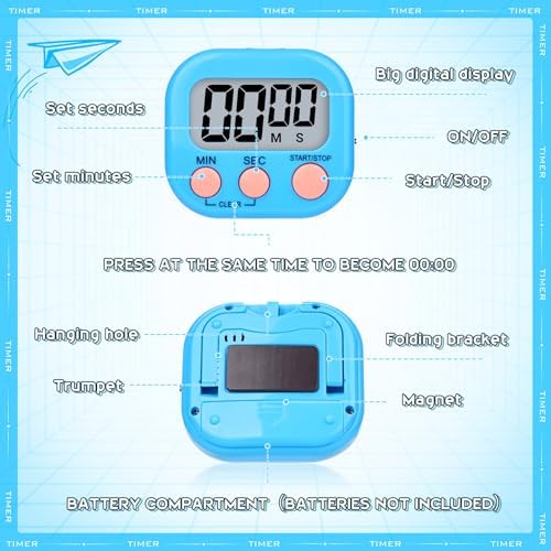 Mwellewm Digital Timers for Classroom Kids Kitchen Timers for Cooking 12 Pc