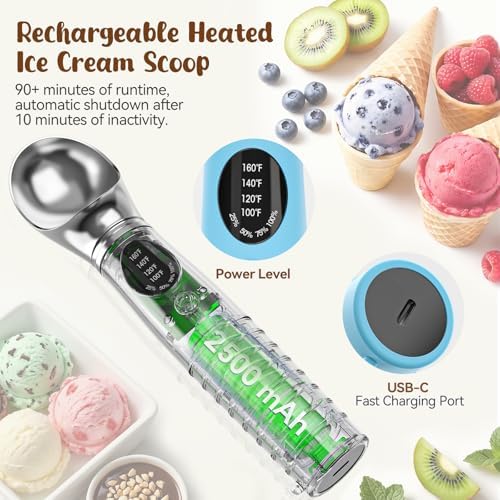 Jripae Heated Ice Cream Scoop with Removable Head for Dishwasher Safe