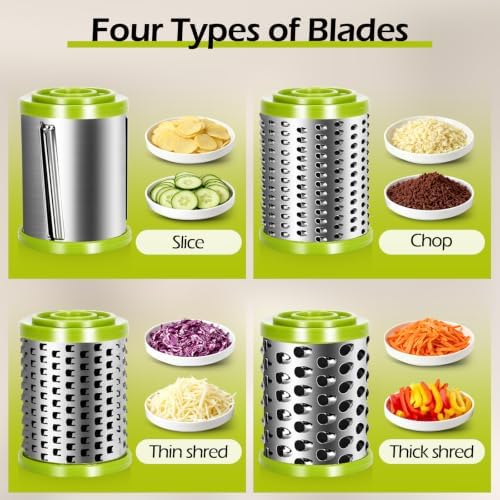 Masthome Cheese Grater, 4 Stainless Steel Drums with 1 Replacement Handle