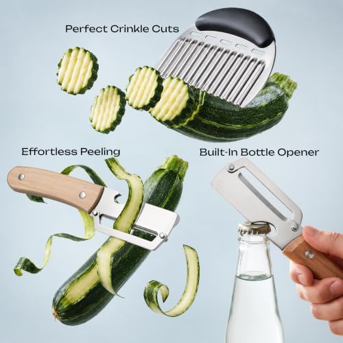 Multifunctional Vegetable Peeler & French Fry Crinkle Cutter Set