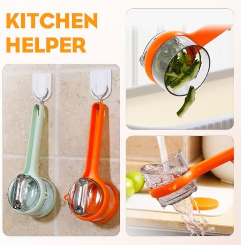 Peeler with Storage, 2025 New Vegetable Peeler with Container, Fruit and Vegetable Peeling Knife with Catcher, Kitchen Gadget for Holiday (Orange)