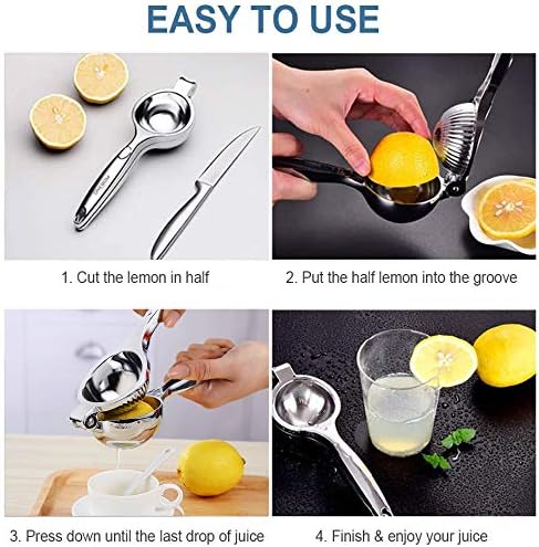 Lemon Squeezer Stainless Steel Manual Hand Squeezer/Lime Juicer Hand Citrus Press Juicer Metal - 2.7" Extra Large Premium Quality Heavy Duty Solid Metal Bowl Silver