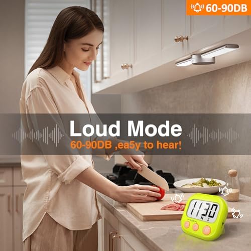 AOUCE Digital Kitchen Timers for Cooking, Timer for Kids 2 Pack Green