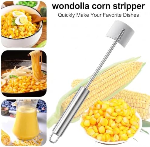 WONDOLLA Corn Stripper，2 Professional Corn Threshers，New long-handled stainless steel corn thresher featuring a hook design for easy kitchen storage.(2-piece set)