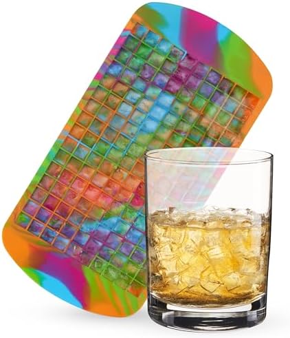 Host Mini Ice Cube Tray, Makes 160 Cubes, Durable Silicone Trays, Perfect for Cocktails, Whiskey, Bourbon, Margarita, Mojito, Iced Coffee, Home Kitchen Essentials, Set of 1, Colored Marble
