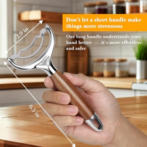 KULUNER Stainless Steel Corn Stripper Tool - Burma Teak Wood Handle, Rust-Resistant Polished Blade, Easy Clean Corn Cob Remover for Salad, Salsa, Party (Burma Teak)