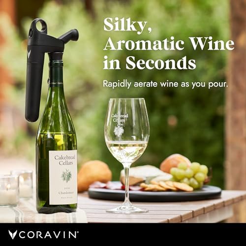 CORAVIN Pivot Aerator For Use, Wine Preservation System Quickly Aerates Your Bottled Red and White Wine, Preserves Wine Freshness, Black