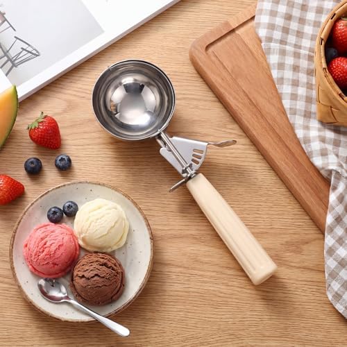 Reallnaive 4 Pcs Ice Cream Scooper with Trigger, 8 oz, Ivory