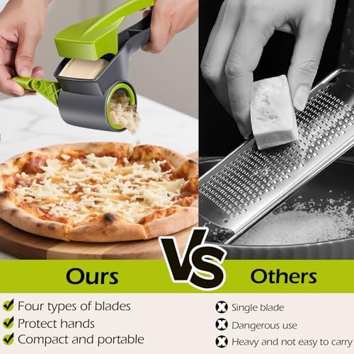 Masthome Cheese Grater, 4 Stainless Steel Drums with 1 Replacement Handle