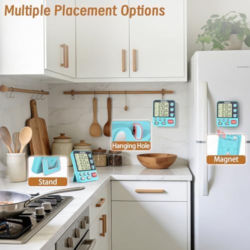 Digital Dual Kitchen Timer, Multi-Channel Magnetic Countdown for Cooking