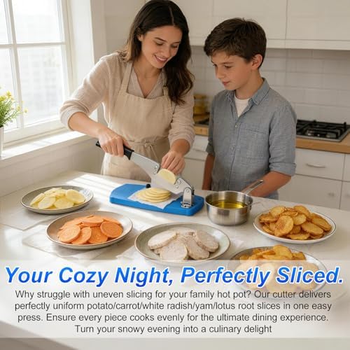 French Fry Cutter for Potatoes, Mandoline Slicer for Uniform Slices & Vegetable Chopper, Professional Potato Slicer with Comfort Handle and Stainless Steel Blade for Easy Homemade Fries/Chips
