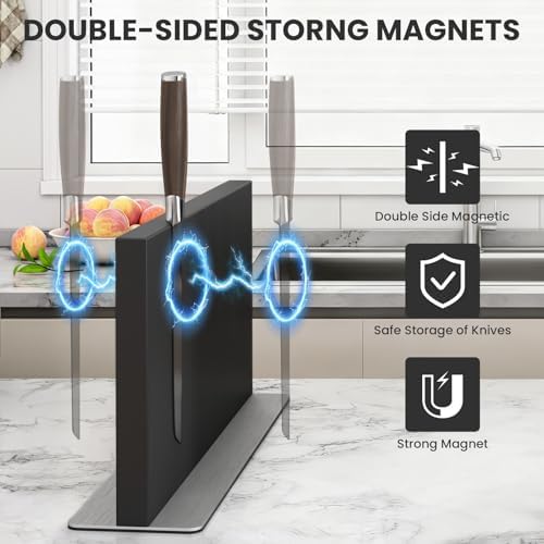 THMINS Large Magnetic Knife Block Stainless Steel Magnetic Knife Holder