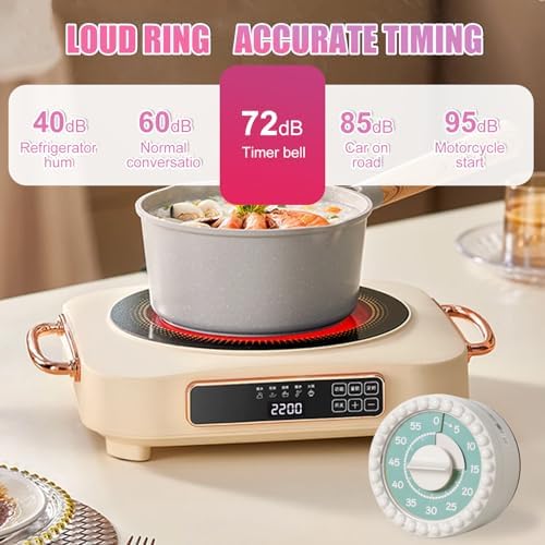 60-Minute Mechanical Kitchen Timer with Loud Alarm for Cooking, Baking, Eggs, and Kids - Magnetic Back, Cute Yellow Design, no Battery Needed, Egg Timer, Visual Timer for Kids, 1 Minute Sand Timer