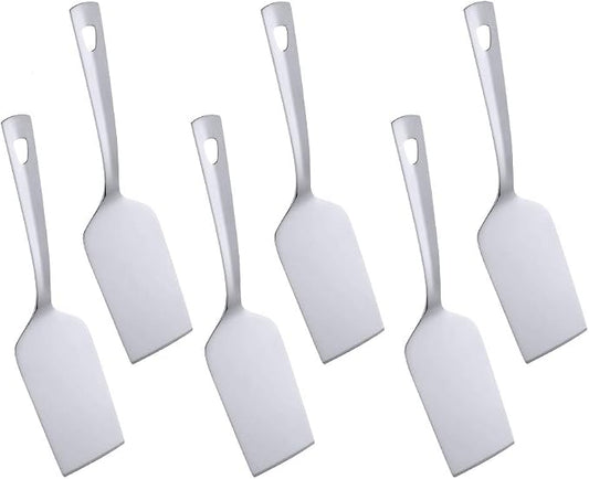 6 Pcs Silver Square End Turner, Stainless Steel Titanium Plated Solid Turner Spatula, Ergonomic Integral Forming Handle-Dishwasher Safe(10.2 inches/26cm)