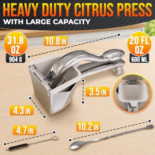 Manual Lemon Squeezer, Citrus Juicer Hand Press, 304 Stainless Steel