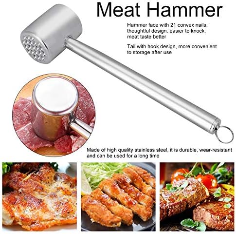 Stainless Steel Tenderizer Meat Hammer Pounder Dual-Sided Meat Mallet for Kitchen Tool Steak Pork Chicken Chop Cucumber Garlic