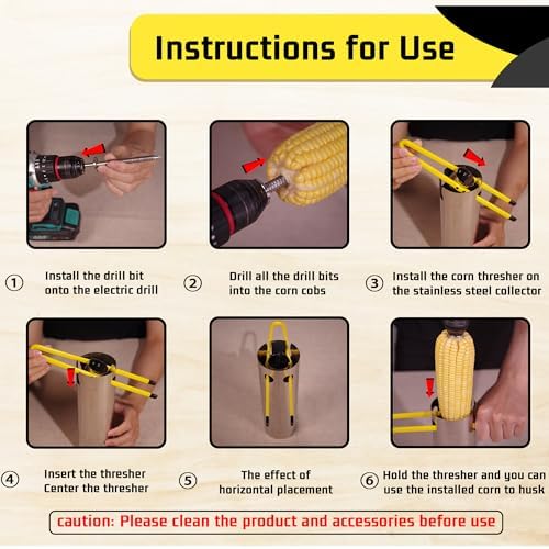 Corn Stripper for Corn on the Cob,Electric Corn Kernel Remover Tool with Drill Bit, Adjustable Corer,Stainless Steel Collector to Prevent Splashing,Corn Cutter for Efficient Mess-Free Kernel Removal