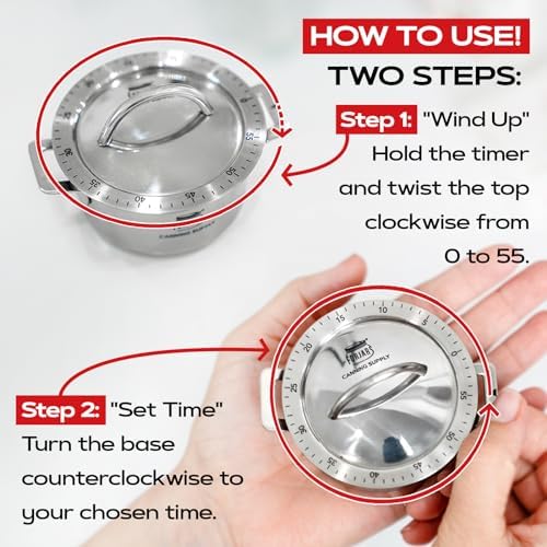 FORJARS Mechanical Kitchen Timer-for Cooking Wind up-Manual timers 60-Minute-Clock with Loud Alarm-No Batteries Required-Ideal for Food