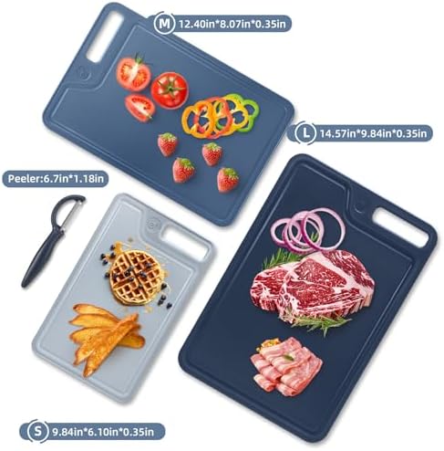 4 Piece Plastic Cutting Board Set for Kitchen Dishwasher Safe,Food Safety, Non-Slip Design, Ideal for Meat and Vegetable Prep