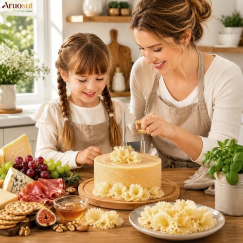 Cheese Curler Cheese Slicer Stainless Steel Blade & Wood Base for Home Restaurants Cafes Bakery Dessert Shops Charcuterie Boards, Parties & Gift