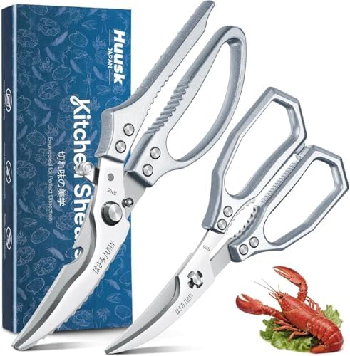 HUUSK Silver Kitchen Scissors Set -Heavy Duty Kitchen Shears