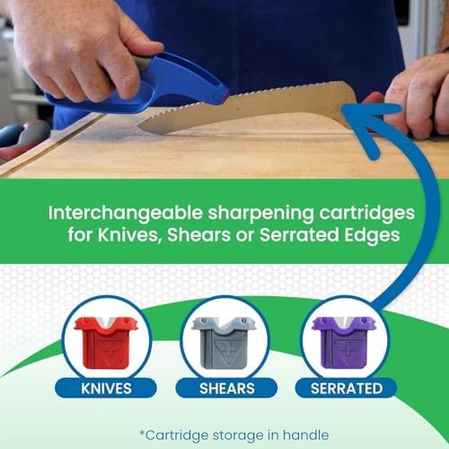 DMT Edgesharp XChangeSharp Cartridge Based Sharpener, 3-In-1 Kitchen Knife Sharpener, Scissors Sharpener & Serrated Knife Sharpener, Ergonomic, Space-Saving Design, 8"L x 2.5"W x 1"H