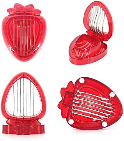 Mayata 2pcs Strawberry Slicer Corer Stainless Steel Strawberry Huller Leaf Stem Remover Strawberry Cutter Blade Fruit Tools Kitchen Gadgets