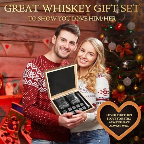 Xgunion Whiskey Stones Gift Set with 2 Glasses Stones & Coasters