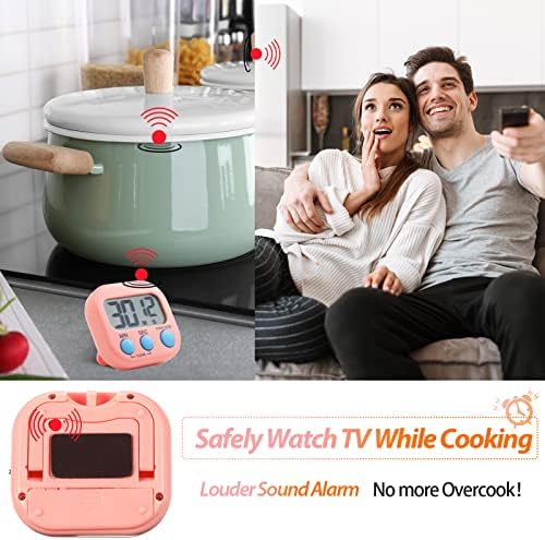 Weewooday 24 Pcs Digital Kitchen Timer Magnetic Timer Bulk On/Off Switch Minute Second Count up Countdown Loud Alarm for Exercise Cook Baking (Pink,Orange)
