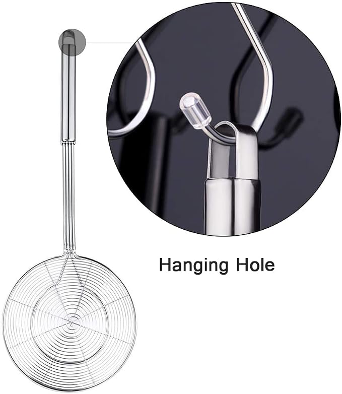 YFWOOD 7 Inch Spider Strainer Skimmer, Slotted Spoon for cooking | Reinforced Double Coil Wire Skimmer with Handle Stainless Steel Strainer Ladle ,for Kitchen Deep Frying Food Spaghetti Noodle