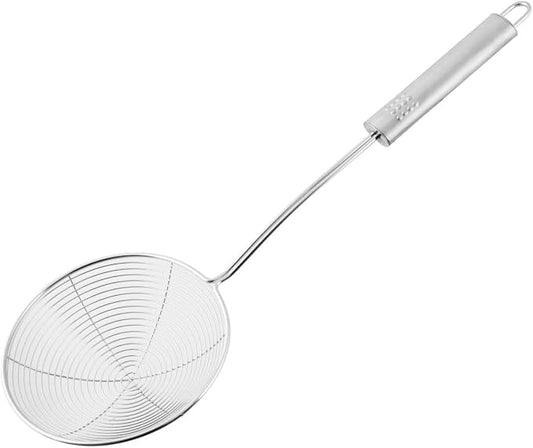 Fackelmann OPAL Skimmer, Straining Spoon, Frying Strainer, Fine Mesh, Medium Spider Ladle Stainless Steel, 37.5x12x5.5cm, Silver